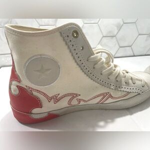 Converse All Star Sasha Hi Top Woman’s Sneaker Size 8.5 Red Leather Flame Canvas